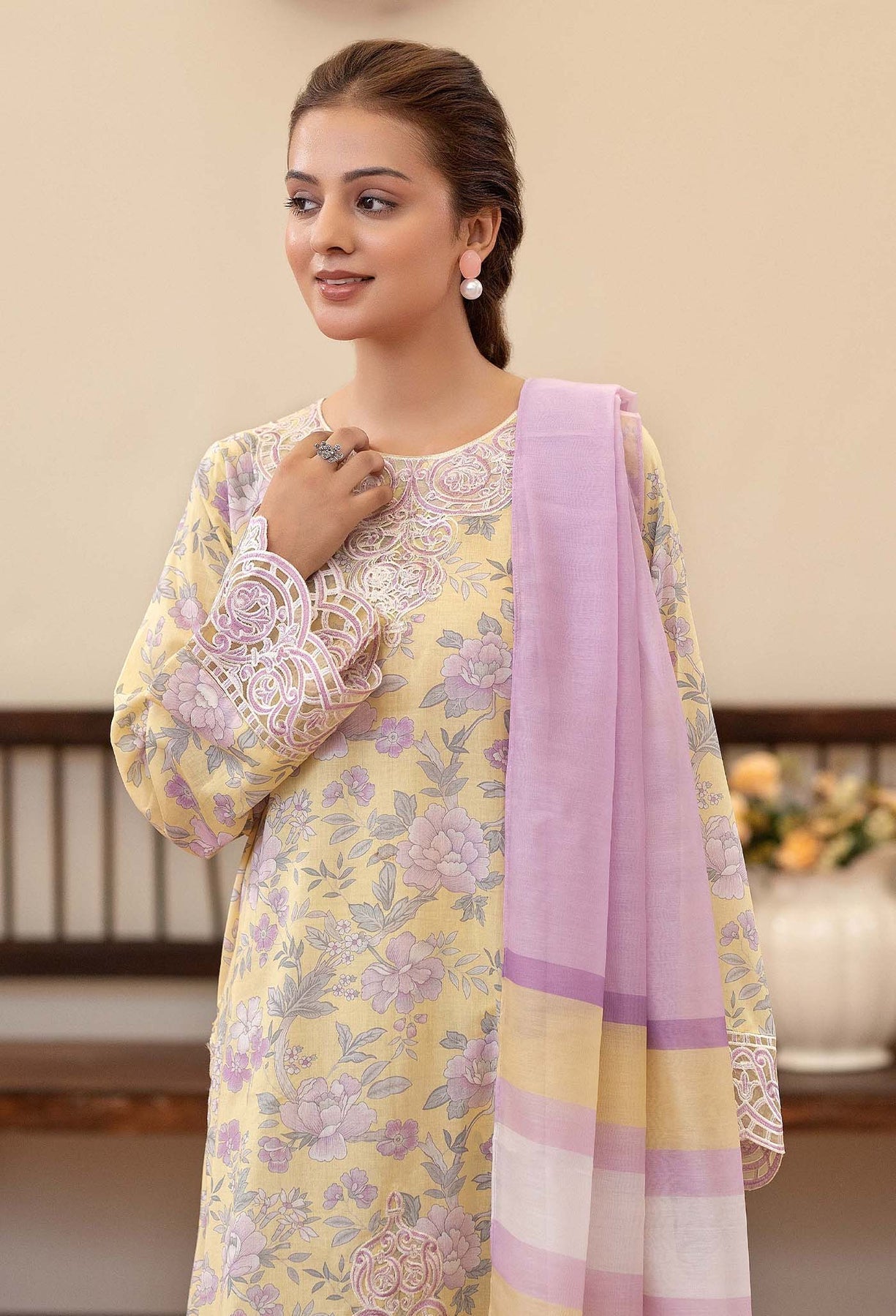 Adans Libas | Prints Eid Edit | 26674 M Pale Yellow Lawn