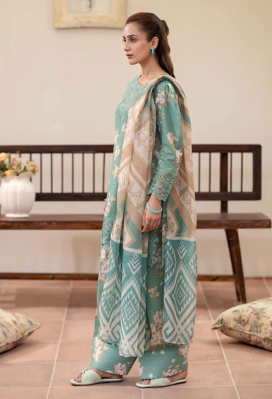 Adans Libas | Prints Eid Edit | 26679 XS Aqua Lawn