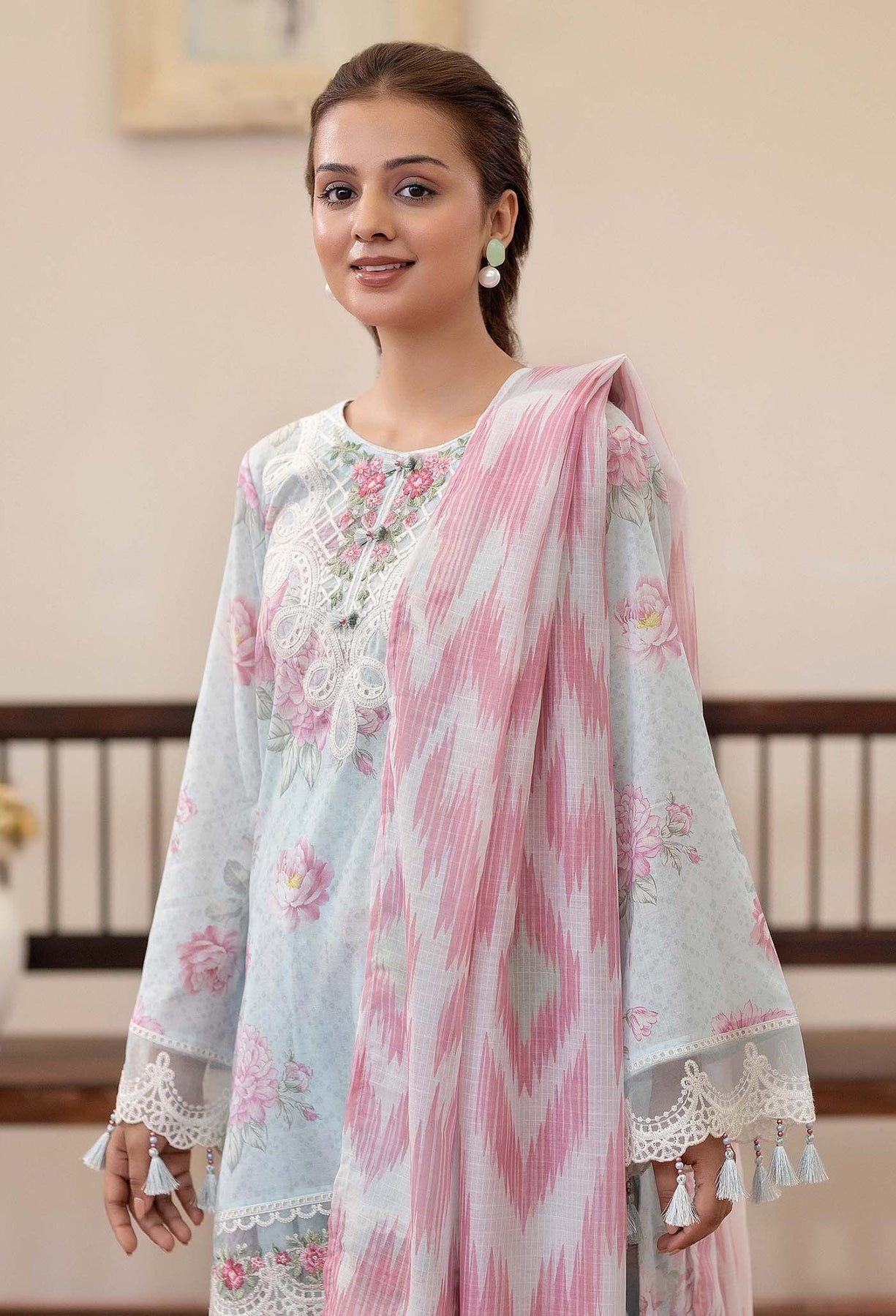 Adans Libas | Prints Eid Edit | 26680 L Ice Blue Lawn