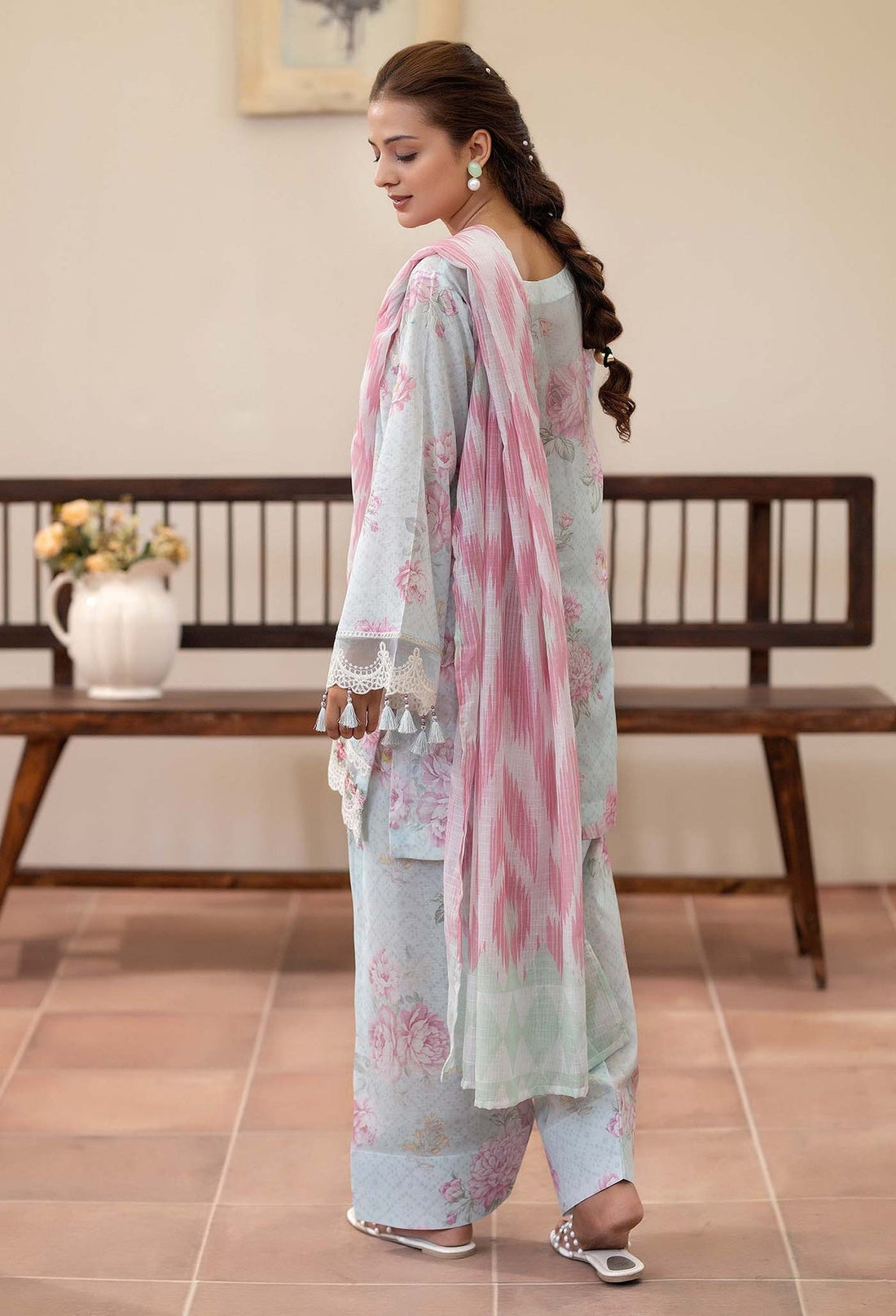 Adans Libas | Prints Eid Edit | 26680 XS Ice Blue Lawn