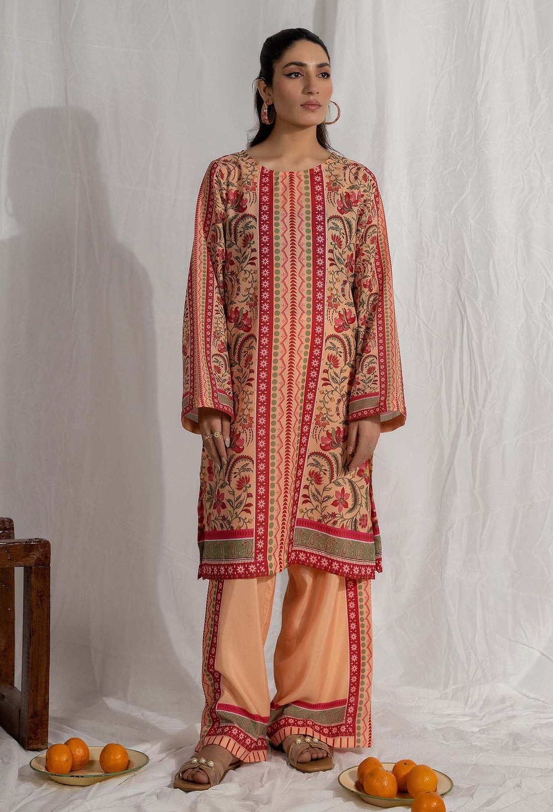 Adans Libas | Co Ords Sets | Co-Ord 6 XS Peach Pink Lawn