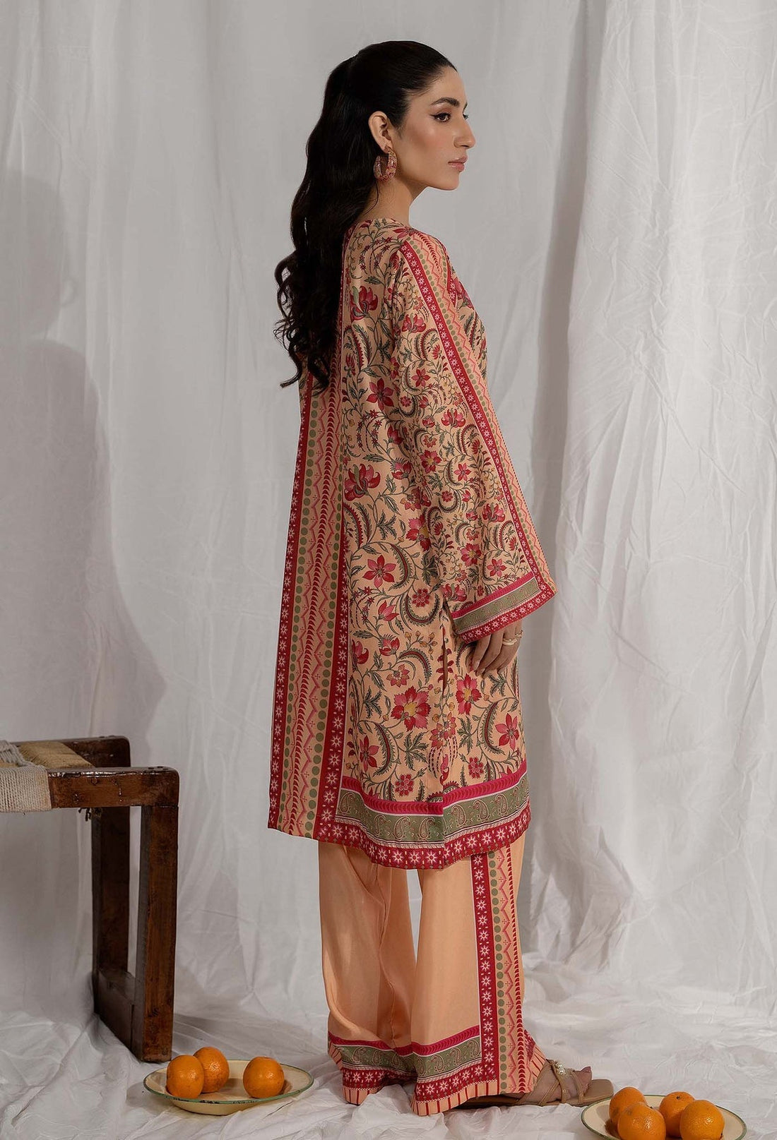 Adans Libas | Co Ords Sets | Co-Ord 6 XS Peach Pink Lawn