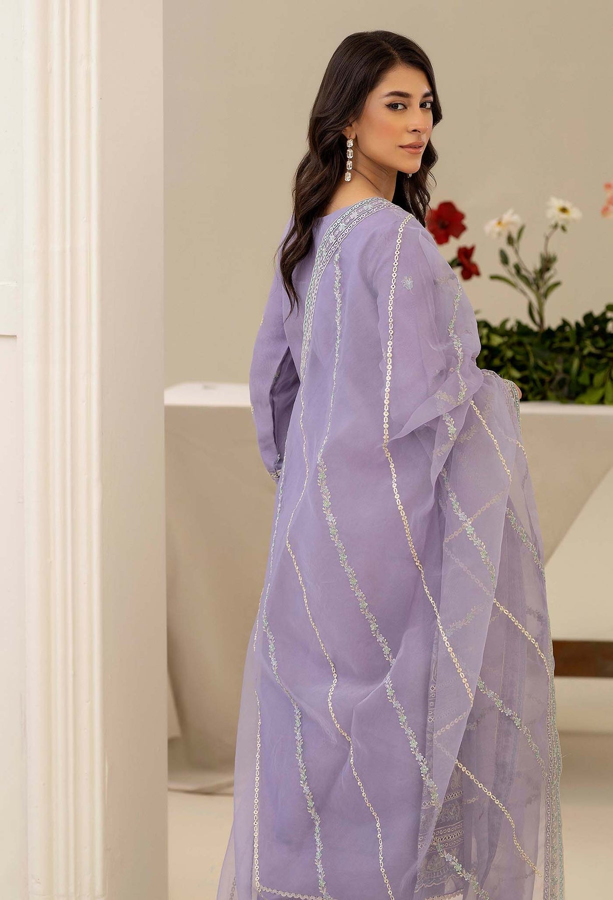 Adans Libas | Tissue De Luxe | DELUXE 444416 S Purple Gray Organza