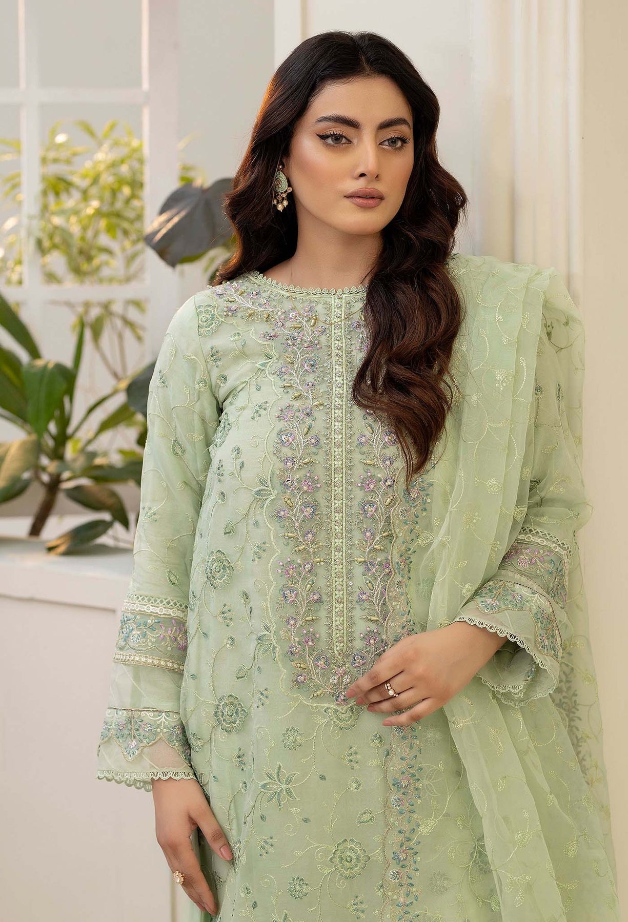 Adans Libas | Tissue De Luxe | DELUXE 444418 L Mint Green Organza