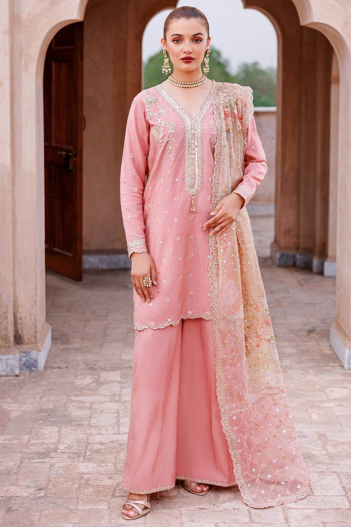 Mina Kashif | Shahbano Luxury Pret 24 | Amber - Pakistani Designer Dress - by Mina Kashif | Type: Luxury - 100% Original at Saira Sultan