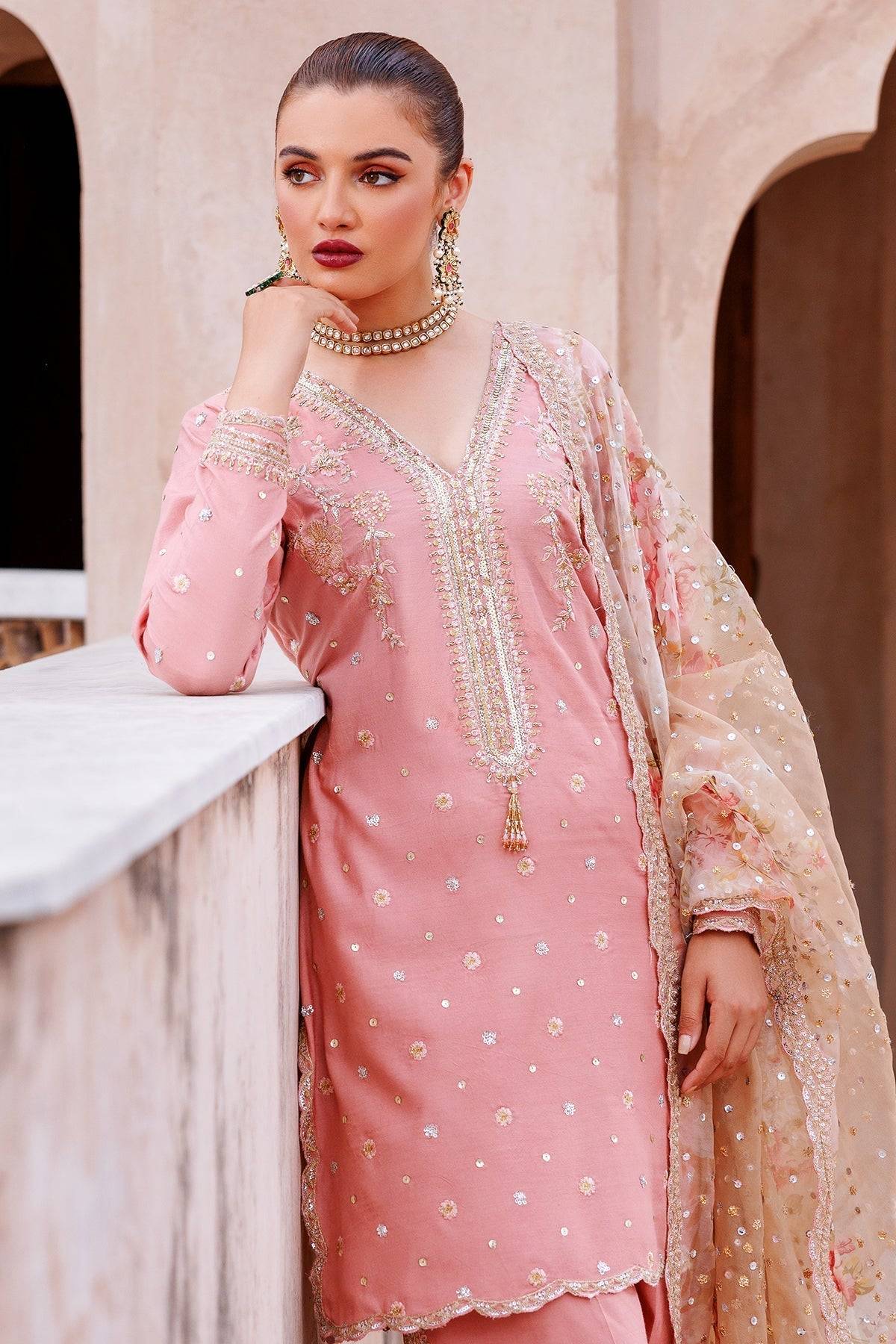 Mina Kashif | Shahbano Luxury Pret 24 | Amber - Pakistani Designer Dress - by Mina Kashif | Type: Luxury - 100% Original at Saira Sultan