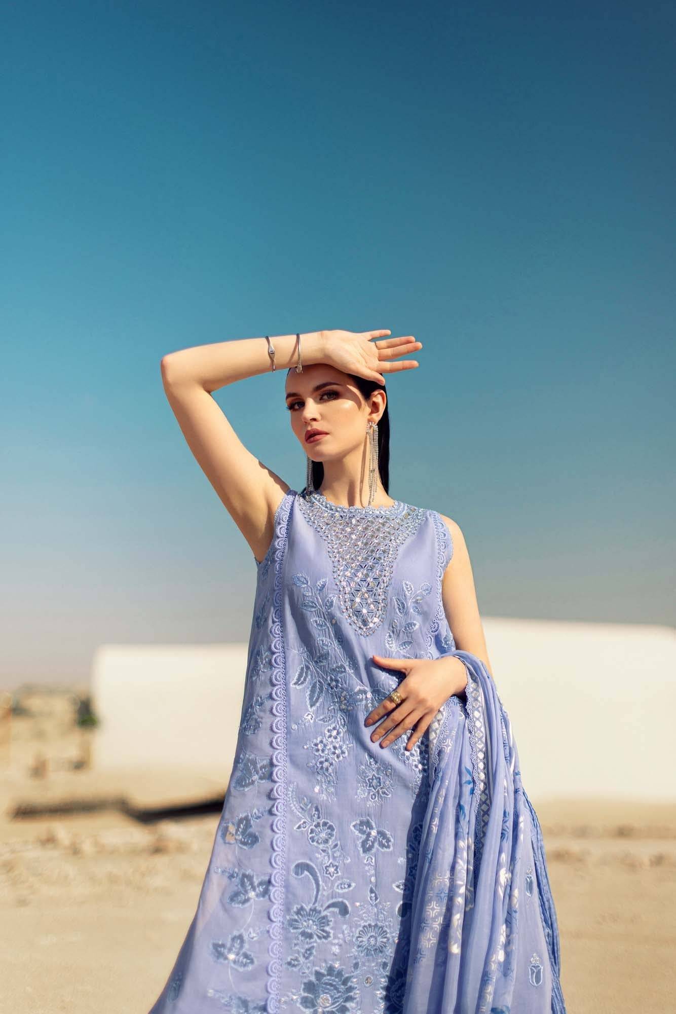 Noor By Saadia Asad | Eid Handwork Laserkari Lawn 24 | D4 - Pakistani Designer Dress - by Noor by Saadia Asad | Type: Luxury - 100% Original at Saira Sultan