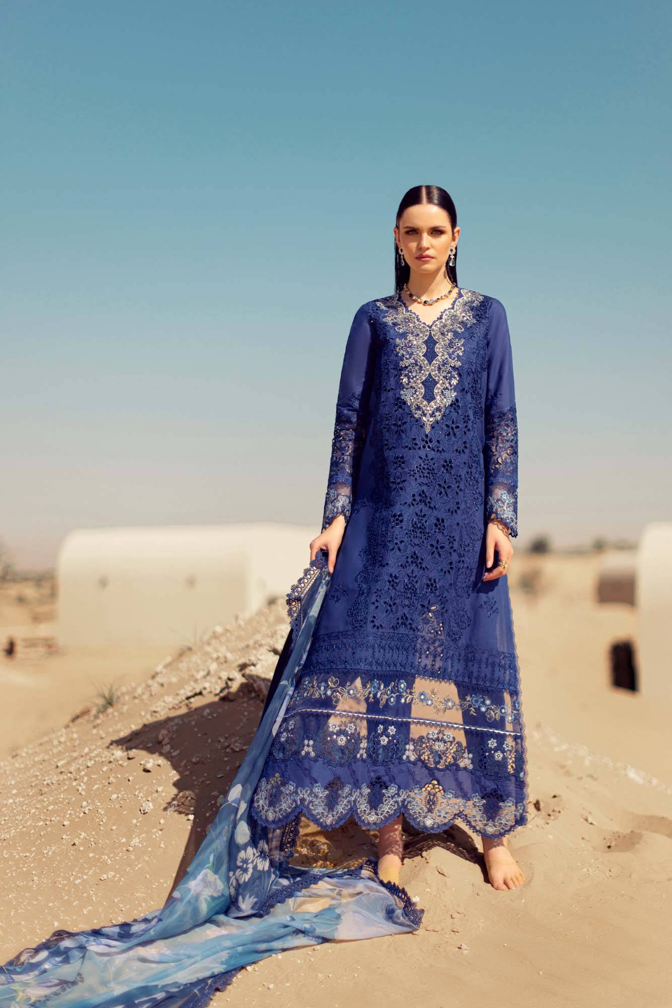 Noor By Saadia Asad | Eid Handwork Laserkari Lawn 24 | D12 - Pakistani Designer Dress - by Noor by Saadia Asad | Type: Luxury - 100% Original at Saira Sultan