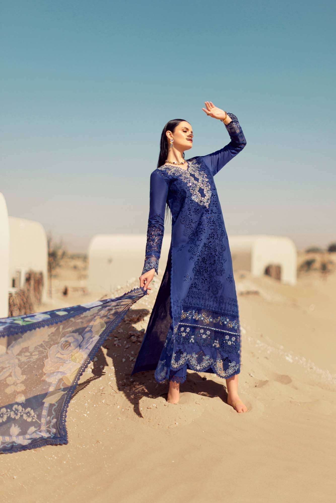 Noor By Saadia Asad | Eid Handwork Laserkari Lawn 24 | D12 - Pakistani Designer Dress - by Noor by Saadia Asad | Type: Luxury - 100% Original at Saira Sultan