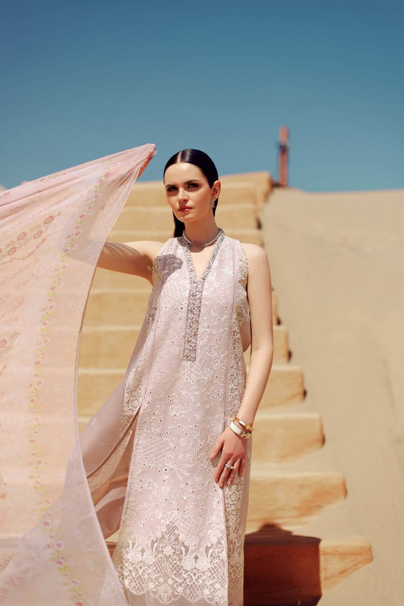 Noor By Saadia Asad | Eid Handwork Laserkari Lawn 24 | D7 - Pakistani Designer Dress - by Noor by Saadia Asad | Type: Luxury - 100% Original at Saira Sultan