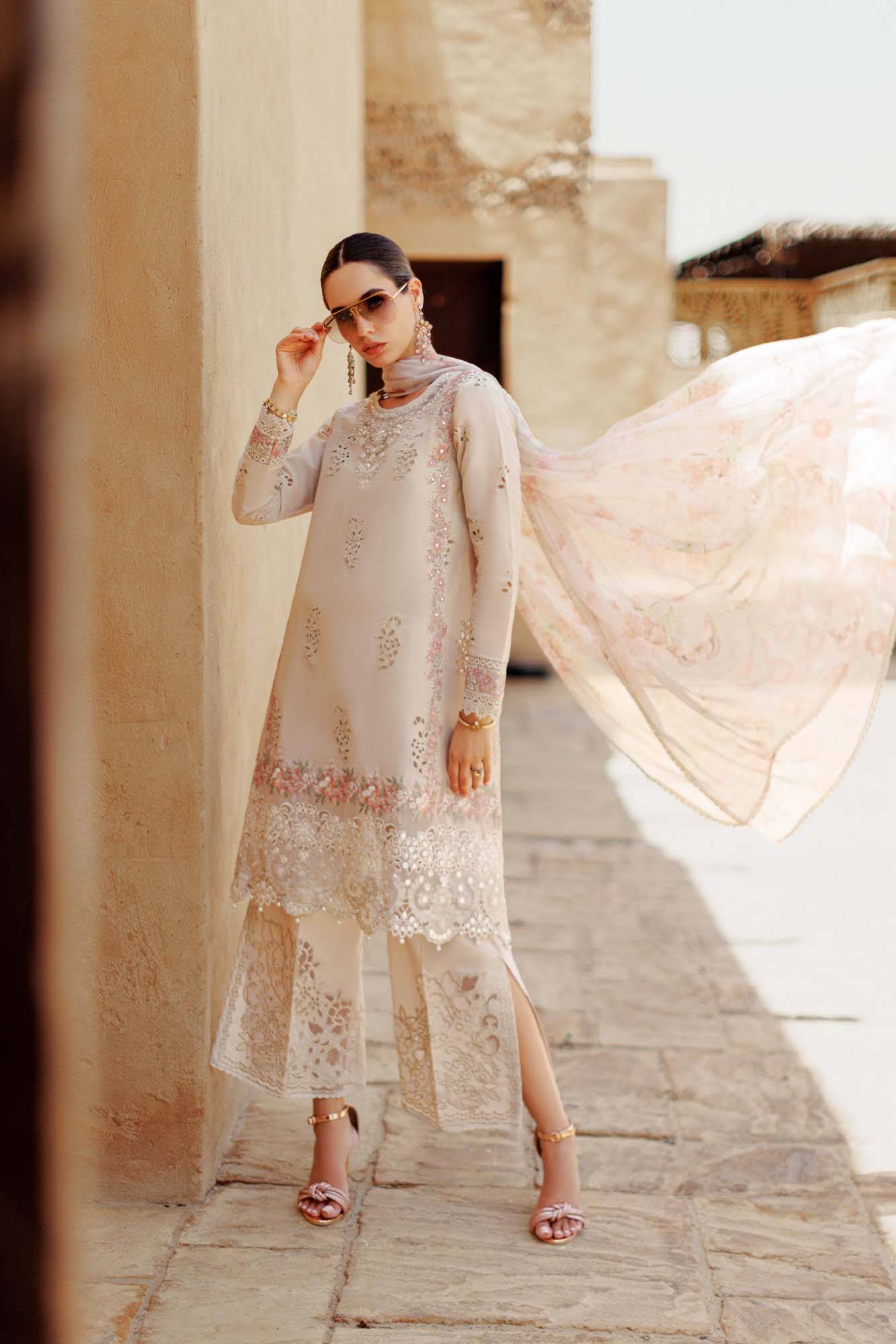 Noor By Saadia Asad | Eid Handwork Laserkari Lawn 24 | D2 - Pakistani Designer Dress - by Noor by Saadia Asad | Type: Luxury - 100% Original at Saira Sultan