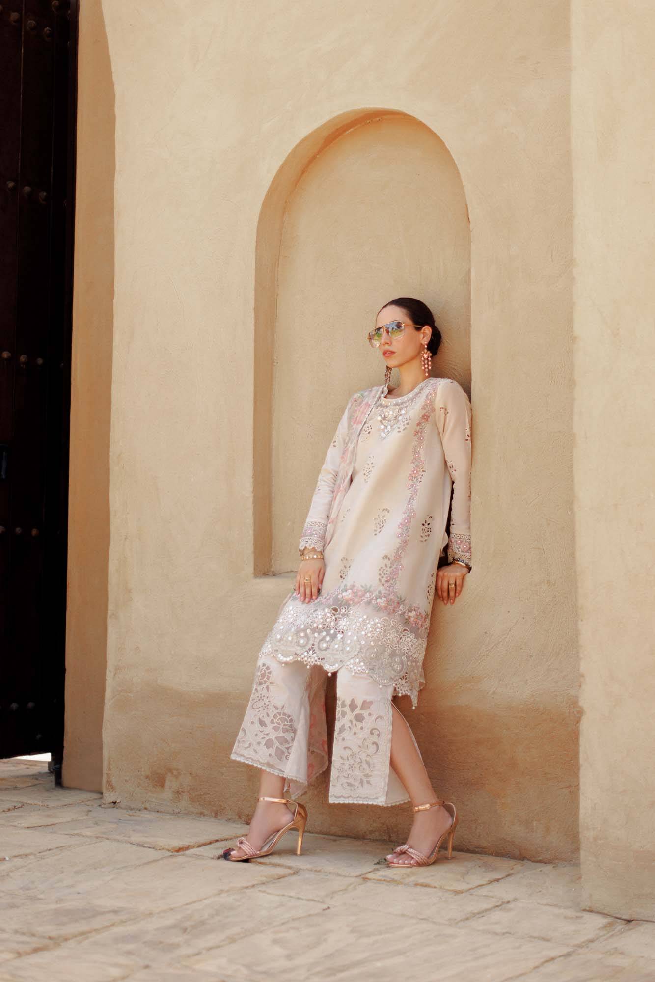Noor By Saadia Asad | Eid Handwork Laserkari Lawn 24 | D2 - Pakistani Designer Dress - by Noor by Saadia Asad | Type: Luxury - 100% Original at Saira Sultan