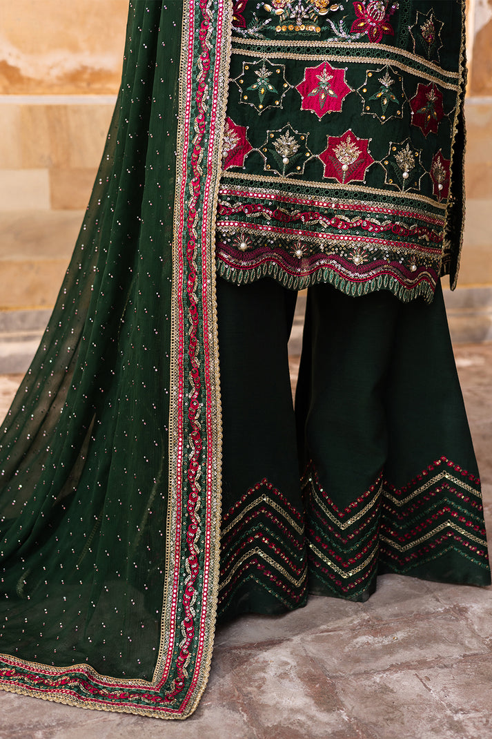 Saad Shaikh | Jahan Festive Collection | SANDALI XL Deep Olive Green Organza