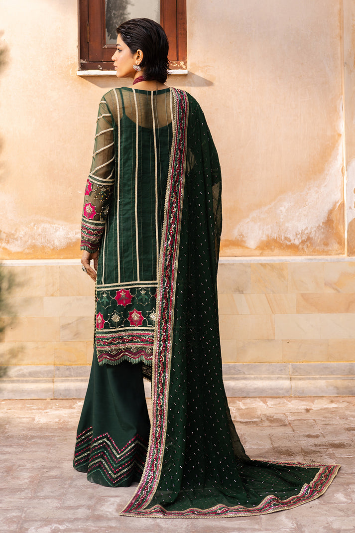 Saad Shaikh | Jahan Festive Collection | SANDALI XS Deep Olive Green Organza