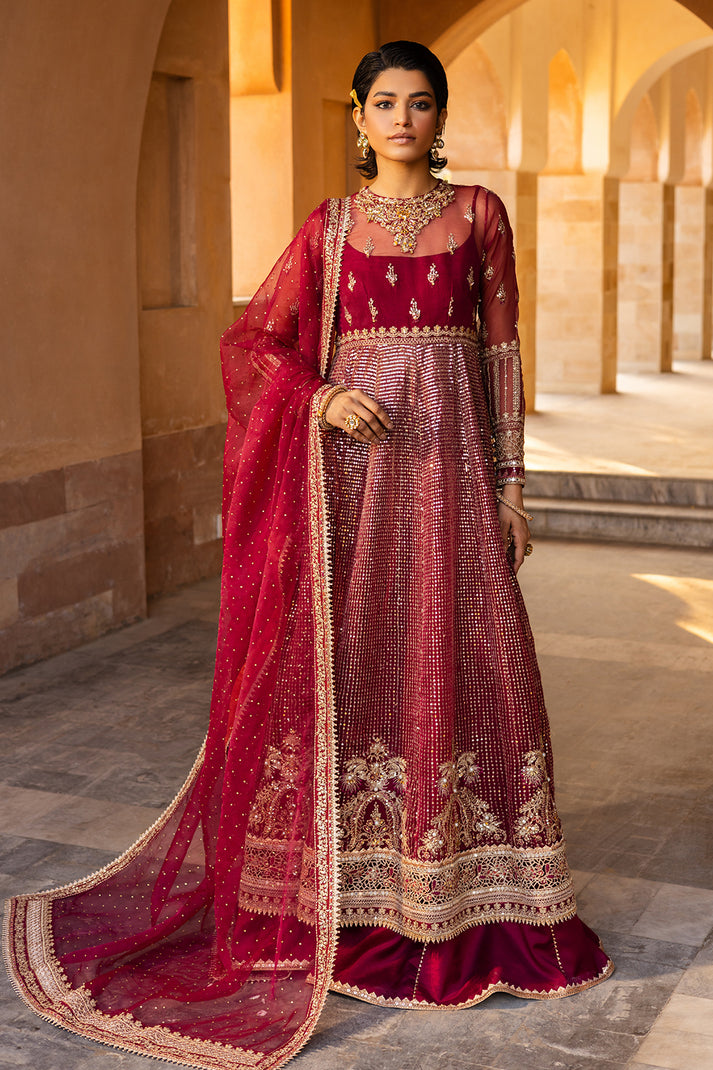 Saad Shaikh | Jahan Festive Collection | GULAAL L Deep Red Organza