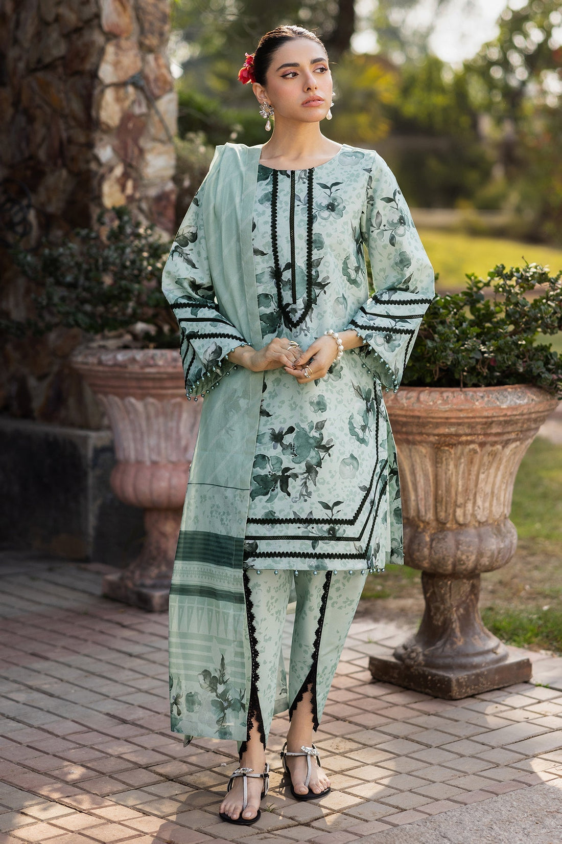 Alizeh | Sheen Lawn Prints 25 | AF-PL-6042-Arsh XS Mint Lawn