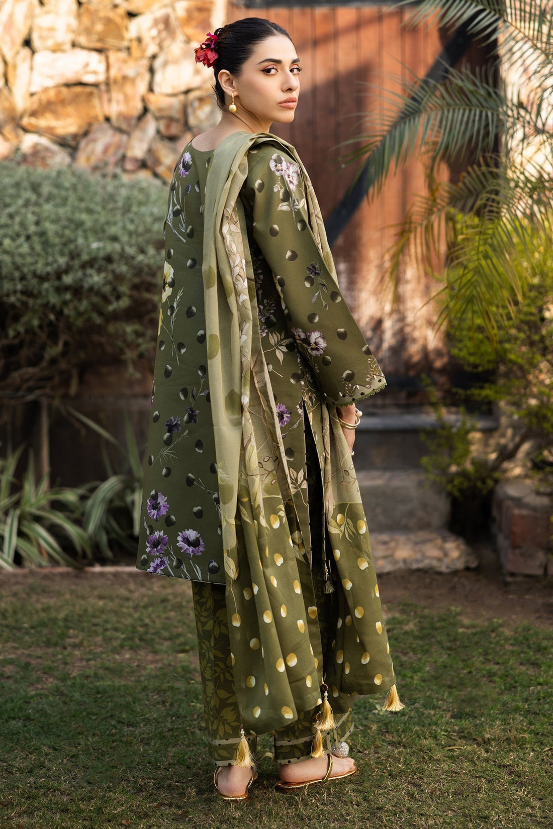 Alizeh | Sheen Lawn Prints 25 | AF-PL-6038-Willow XS Olive Green Lawn