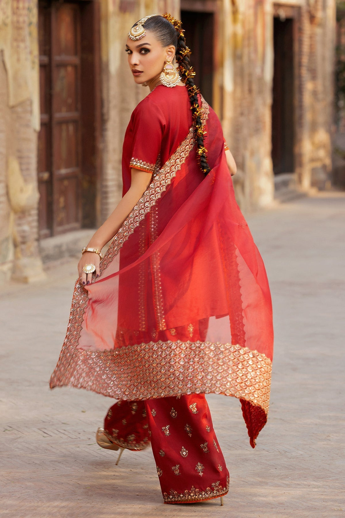 Charizma | Festive Pret | CMA-5-126 M Red Raw Silk