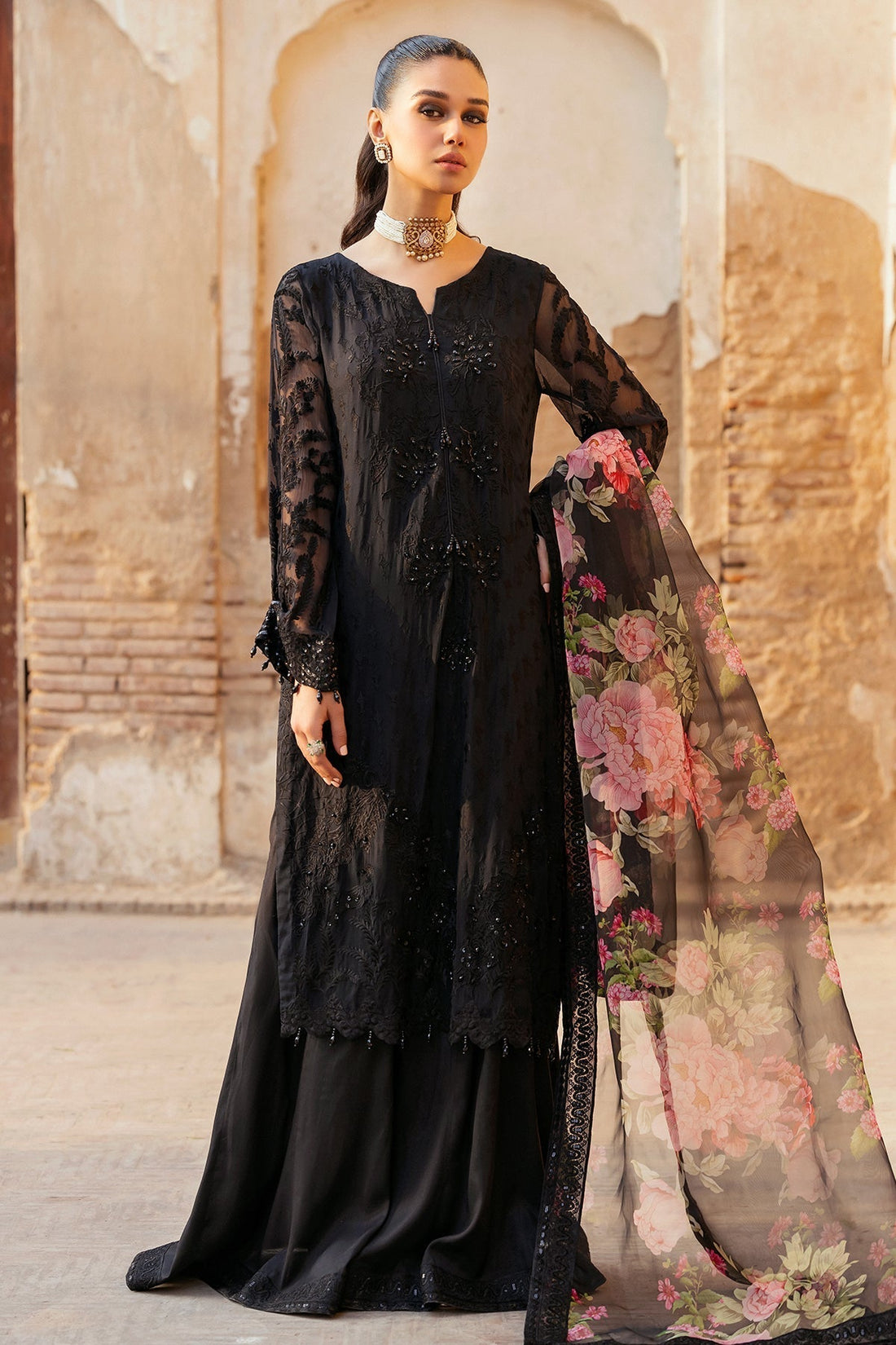 Charizma | Festive Pret | CMA-4-116 S Black Chiffon