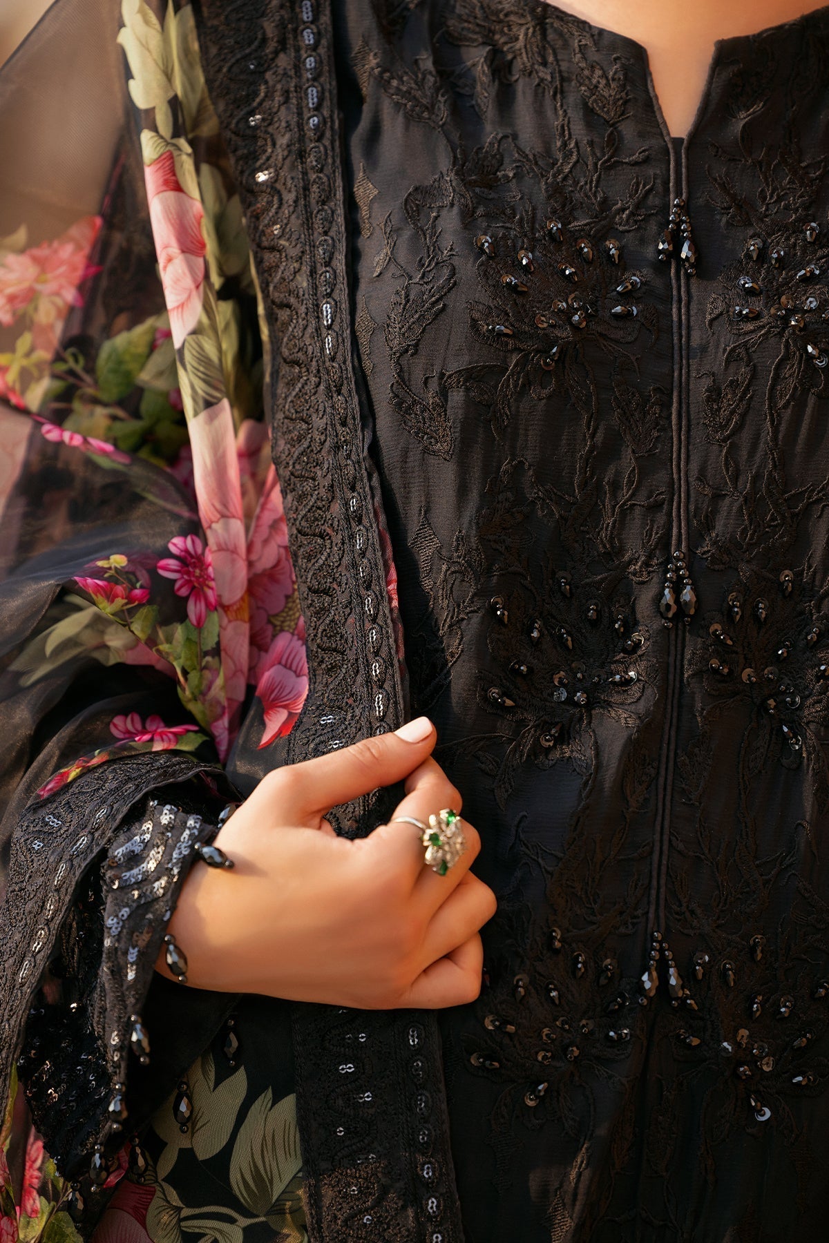 Charizma | Festive Pret | CMA-4-116 L Black Chiffon