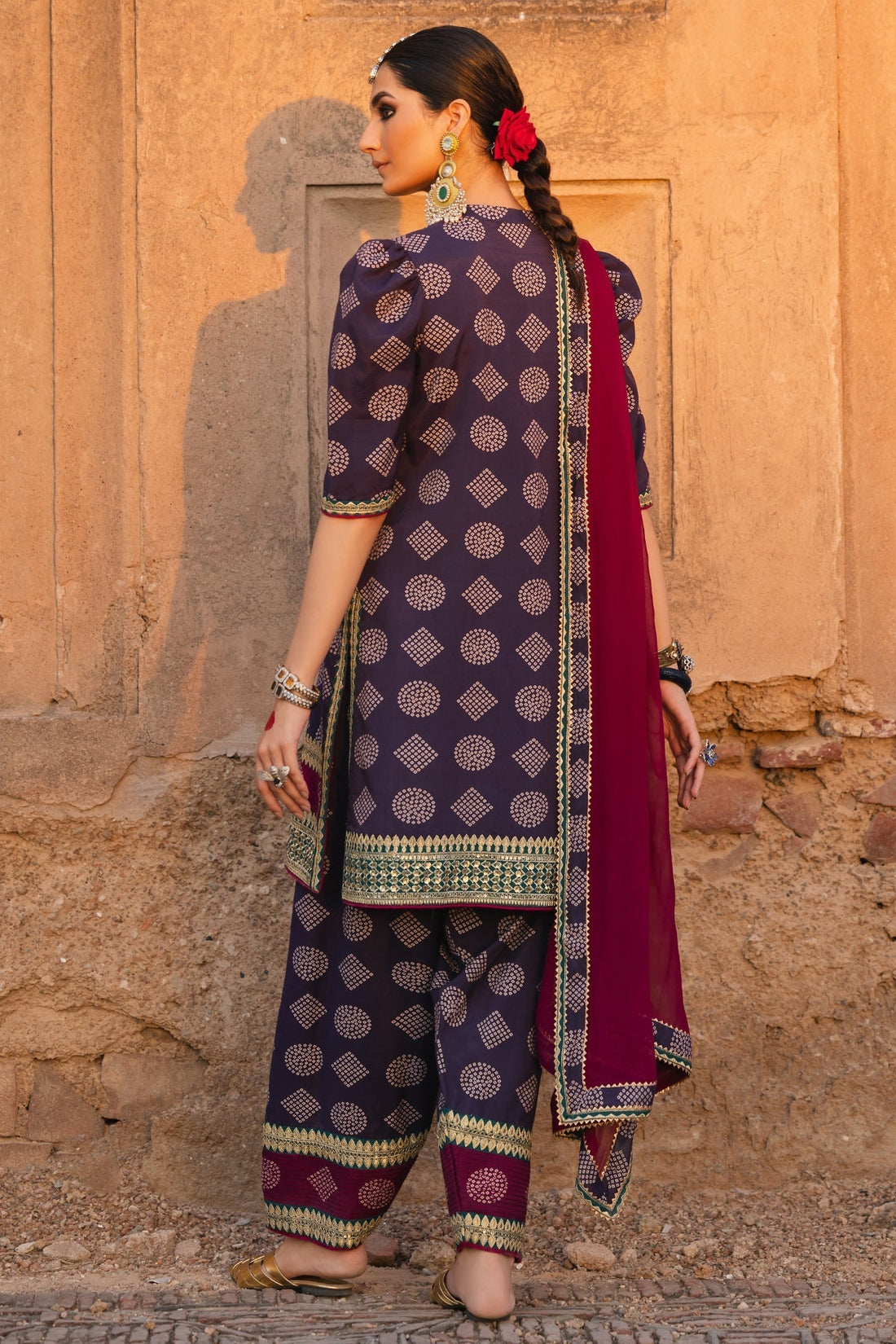 Charizma | Festive Pret | CMA-4-066 XS Plum Raw Silk
