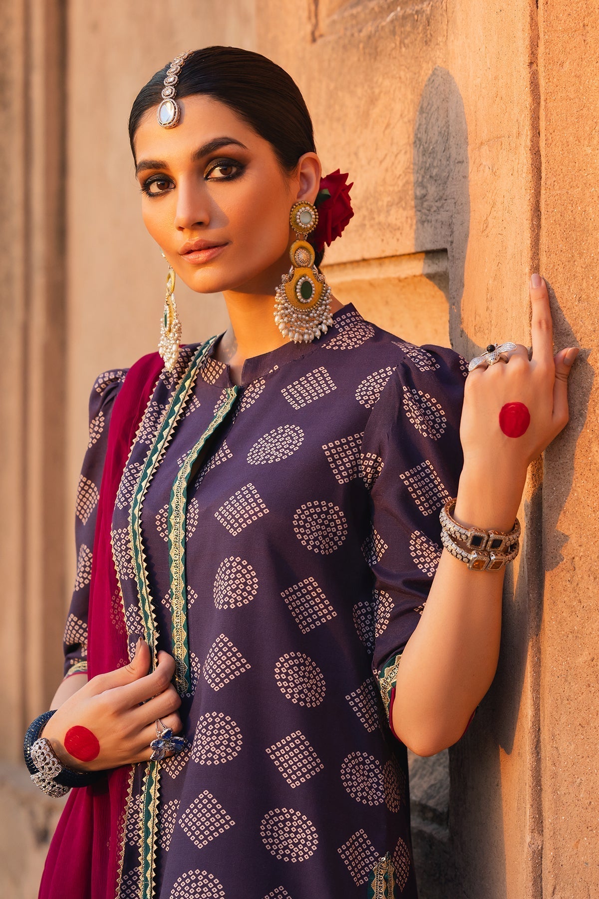 Charizma | Festive Pret | CMA-4-066 M Plum Raw Silk