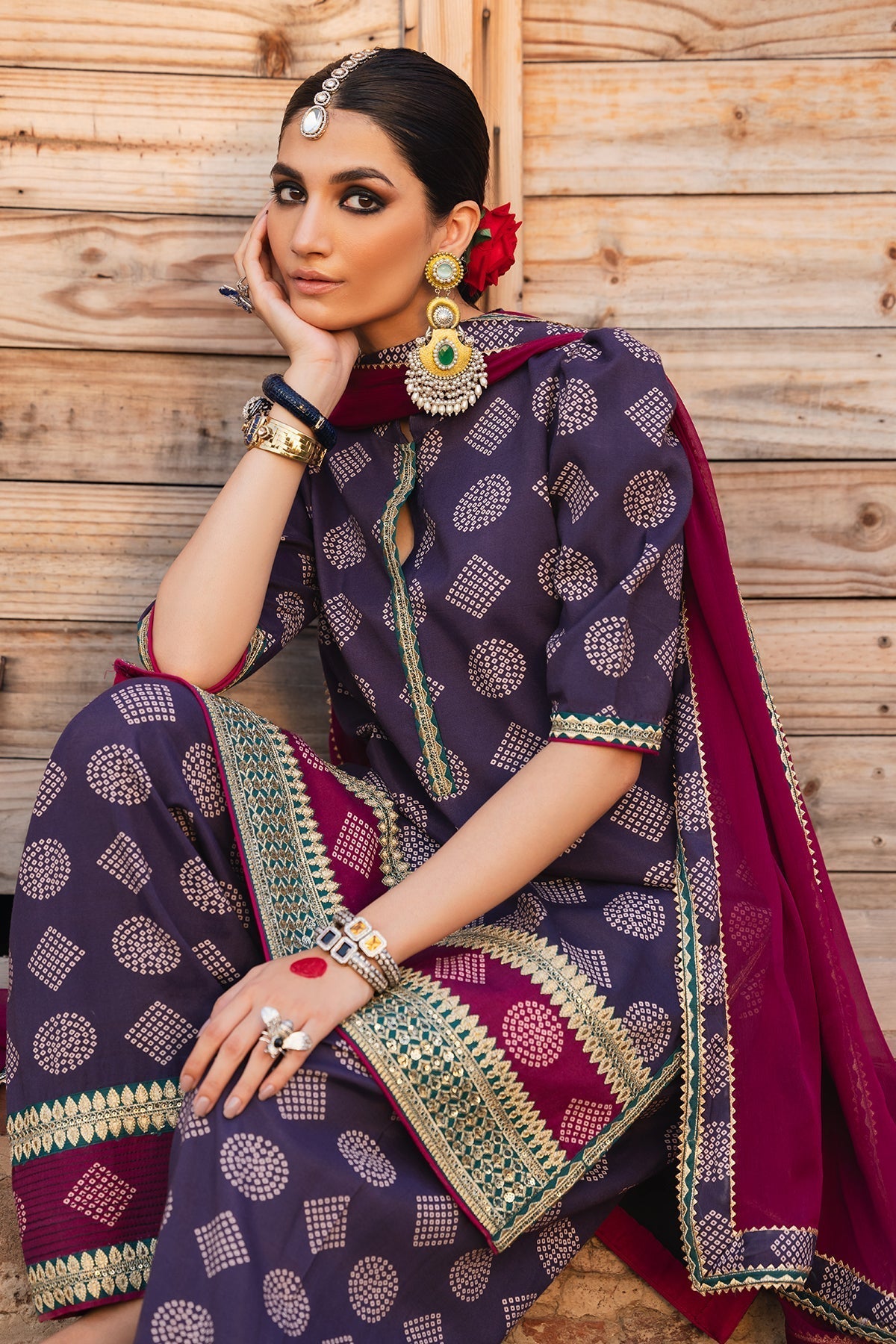 Charizma | Festive Pret | CMA-4-066 XL Plum Raw Silk