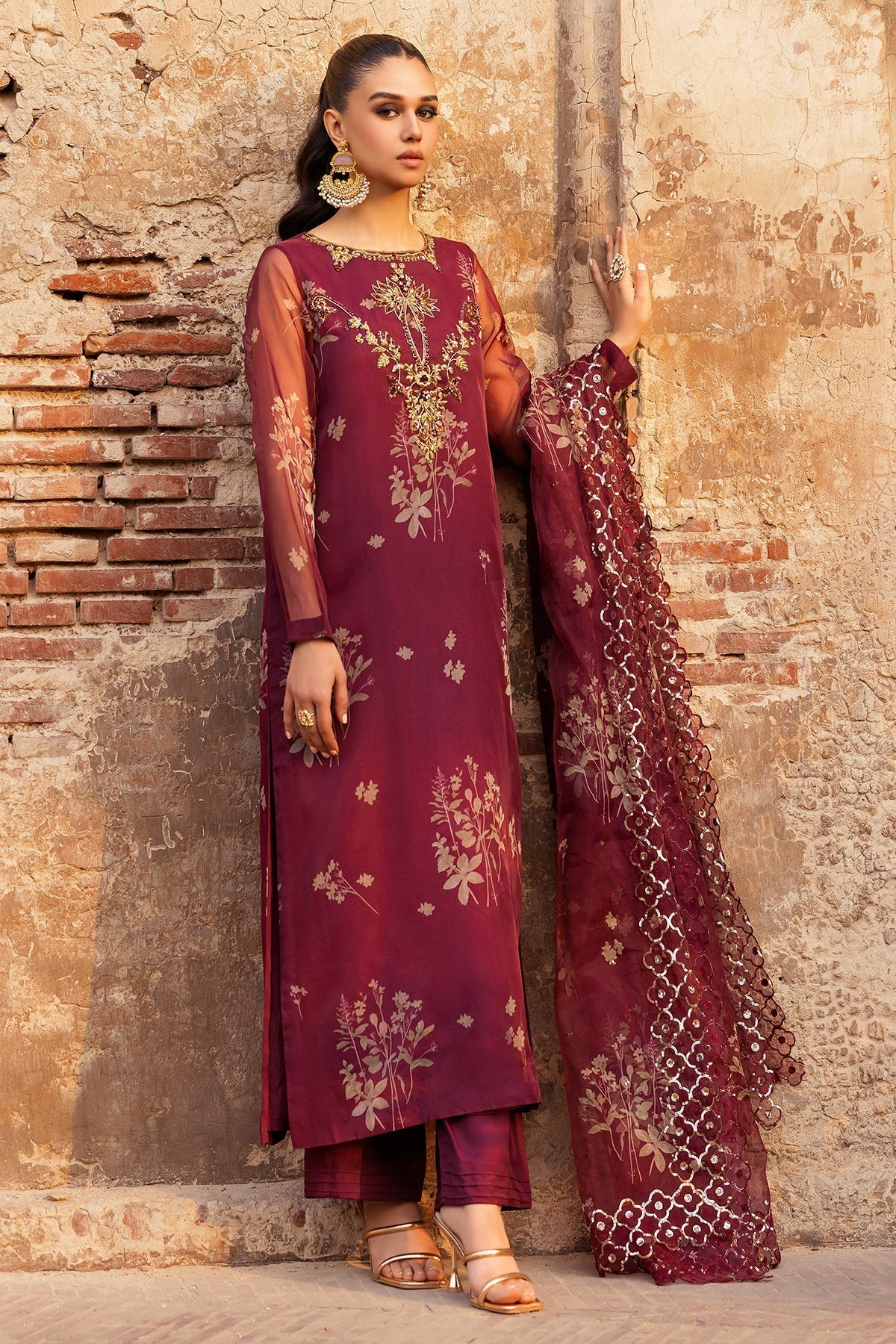 Charizma | Festive Pret | CMA-4-095 S Berry Organza