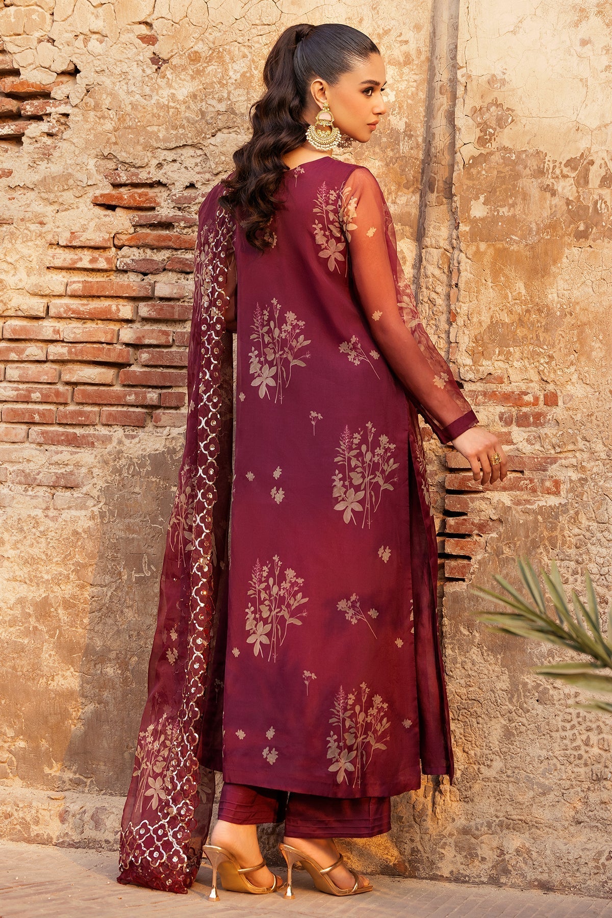 Charizma | Festive Pret | CMA-4-095 M Berry Organza