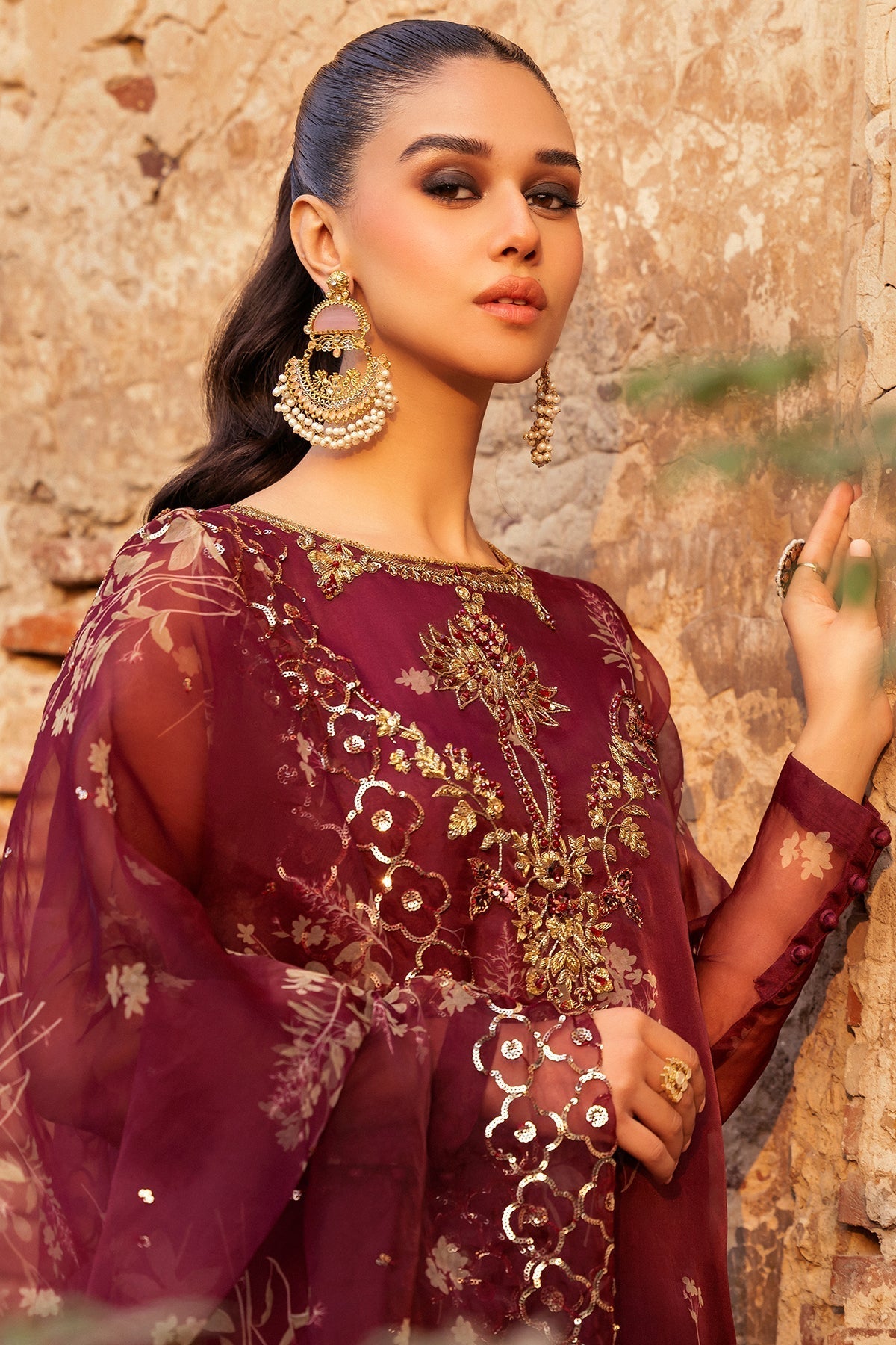 Charizma | Festive Pret | CMA-4-095 L Berry Organza