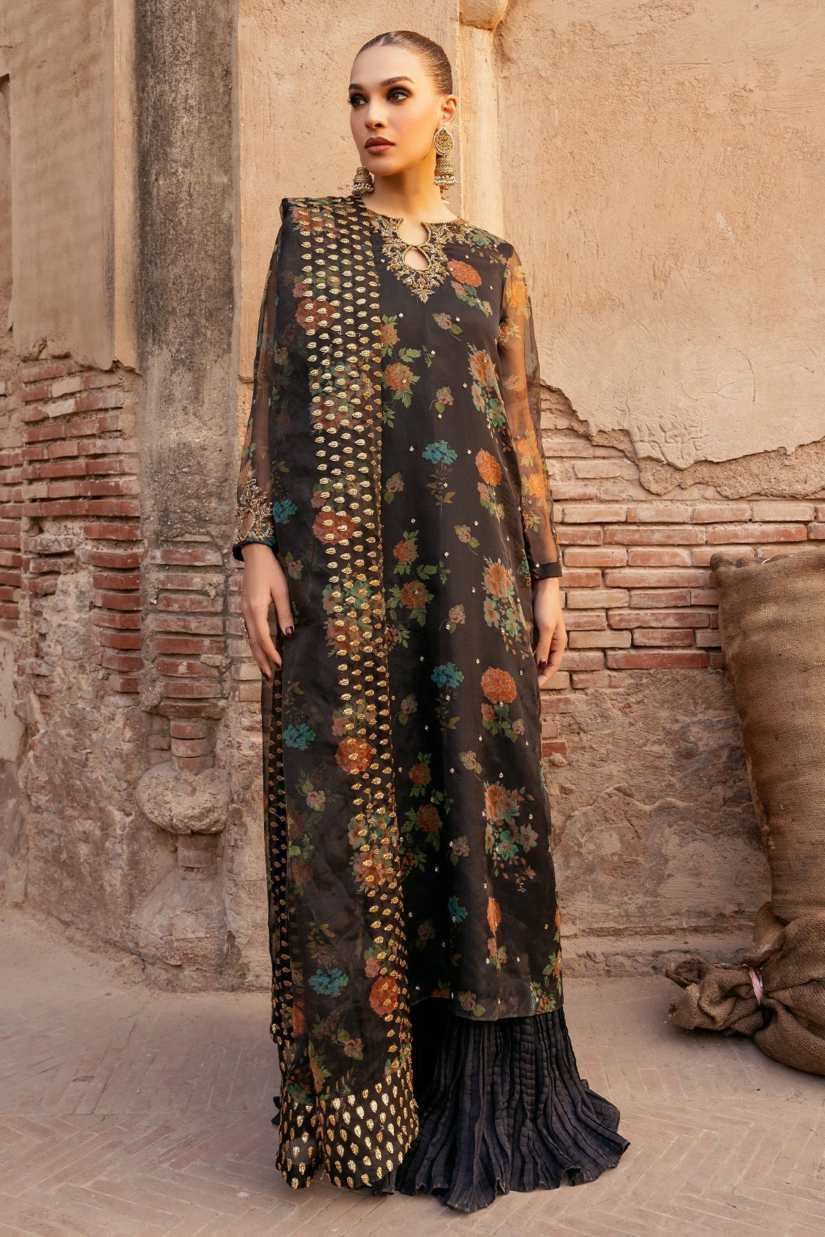 Charizma | Festive Pret | CMA-4-097 L Black Organza