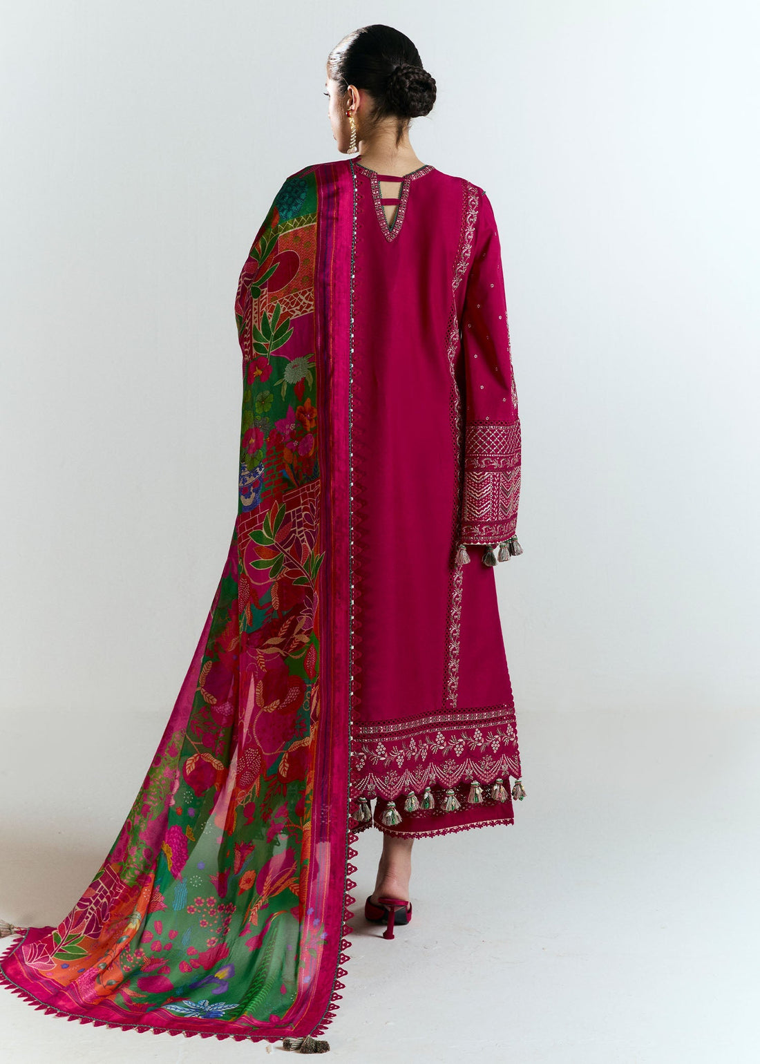 Hussain Rehar | Nirmal SS 25 | Saaha XS Carrot Pink Lawn