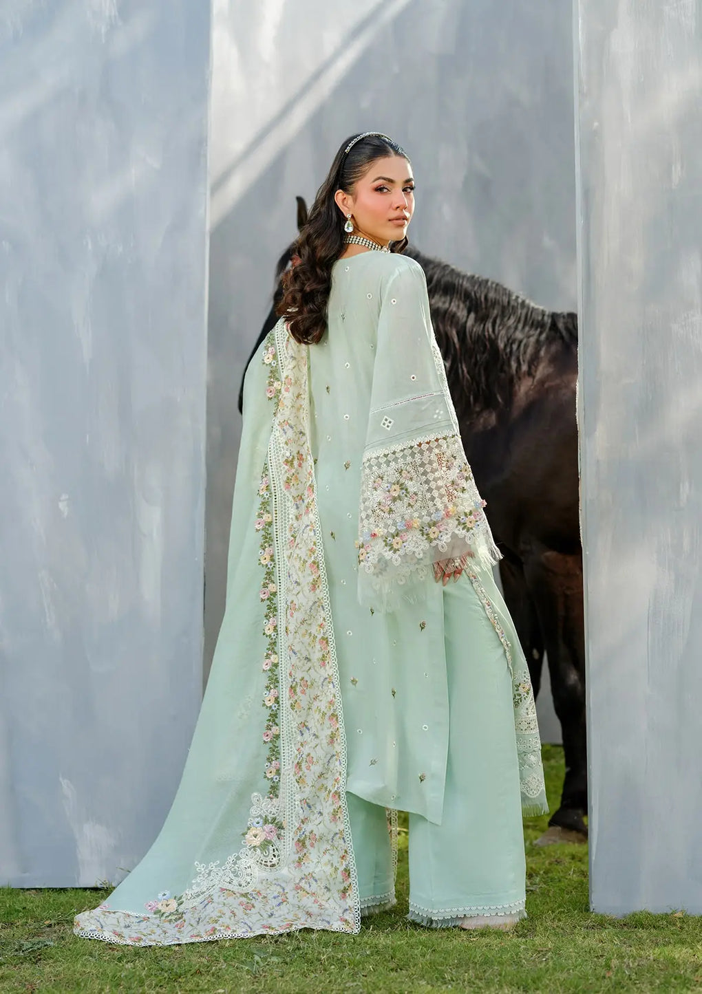 Elaf Premium | Luxury Lawn 25 | ELH-4B FROSTEL XS Mint Lawn
