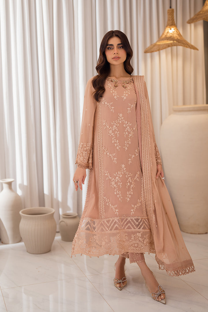 Azure | Ensembles Embroidered Formals | Beige Bliss M Blush Pink Chiffon