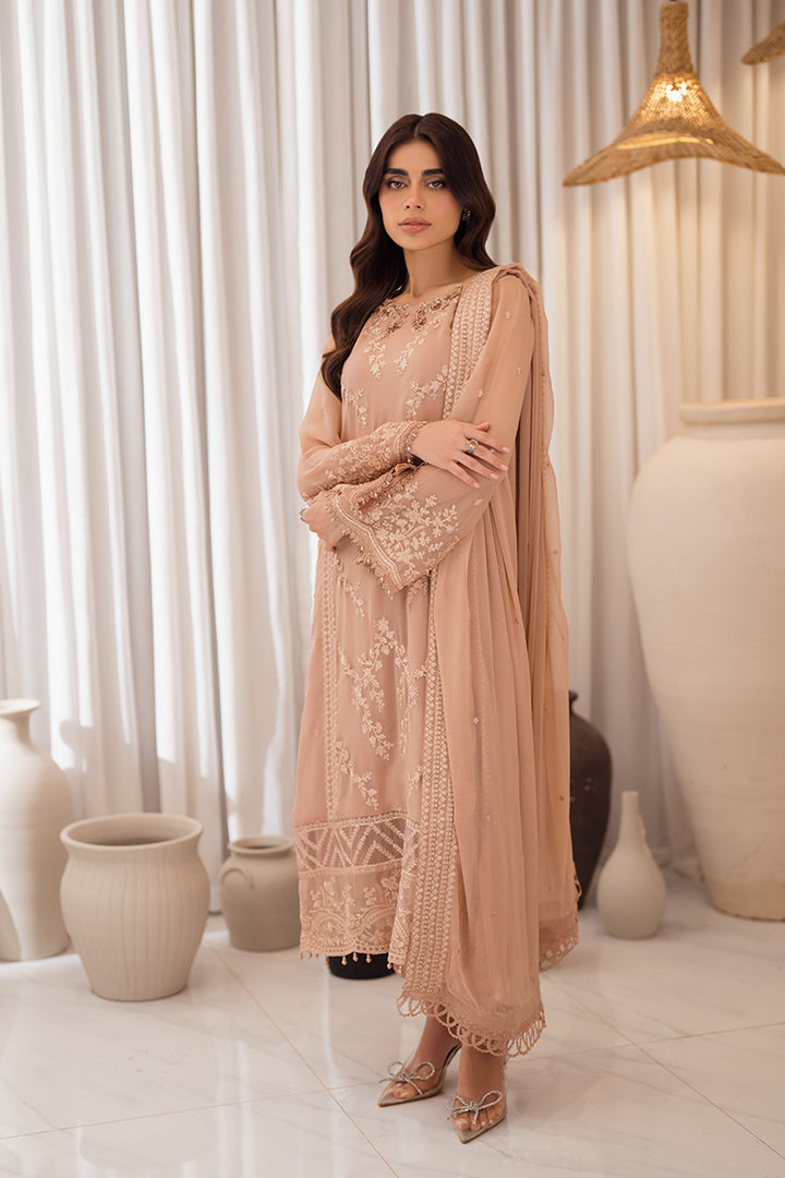 Azure | Ensembles Embroidered Formals | Beige Bliss XS Blush Pink Chiffon