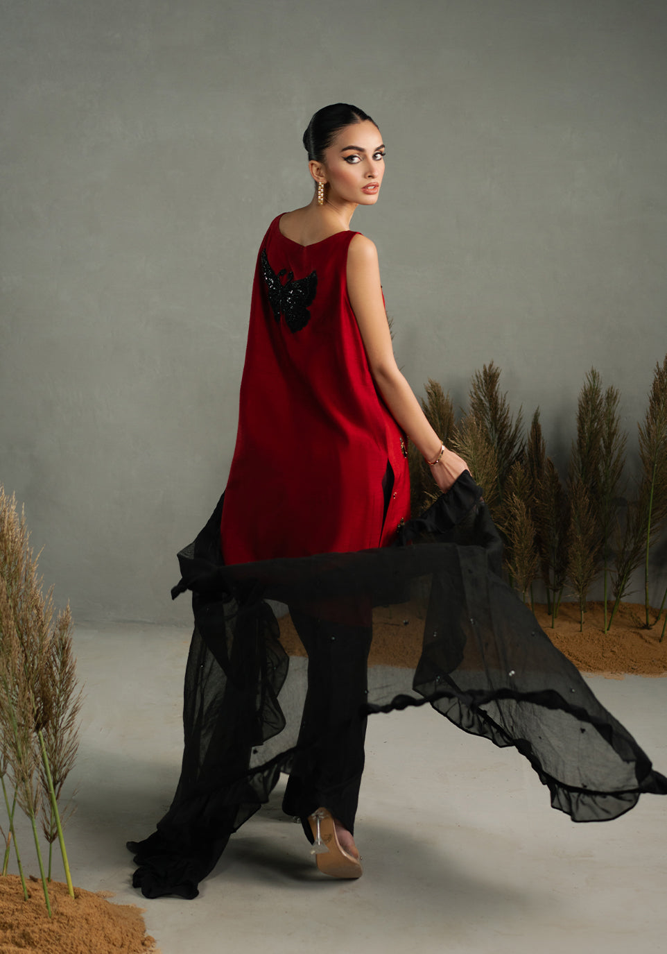 Zarqash | Silk Edit | ZQS 023 CRIMSYN S Black Raw Silk