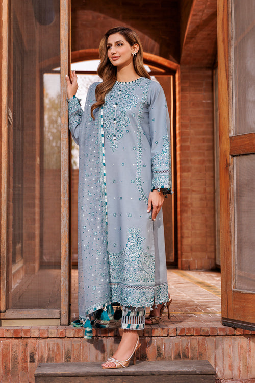 Farasha | Dastoor Embroidered Lawn SS24 | BERYL GREY -  Farasha Luxury -  Saira Sultan