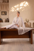 Emaan Adeel | Noore Festive Formals | YALINA Custom Size Off White Raw Silk