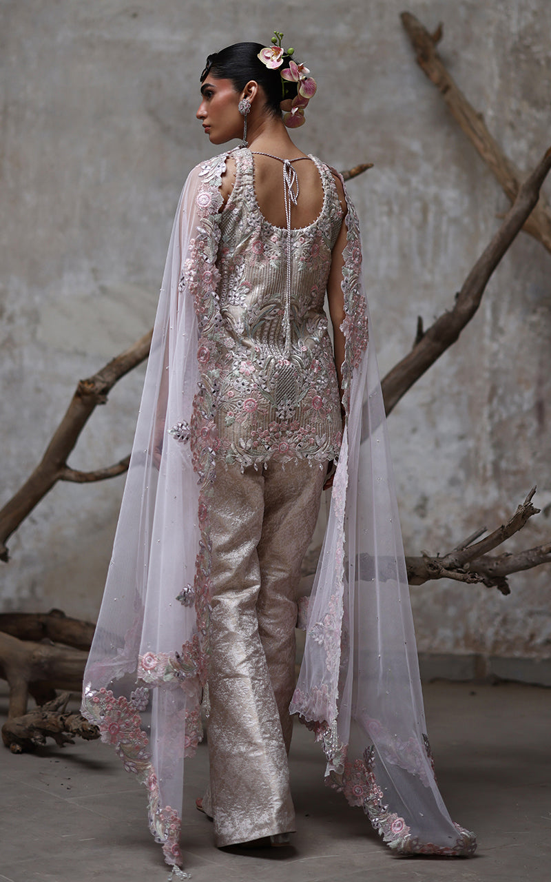 Threads and Motifs | Formal Dresses 25 | Organza Embroidered Shirt - Pakistani Designer Dress - by Threads and Motifs - Type : Ladies Clothes - 100% Original at Saira Sultan