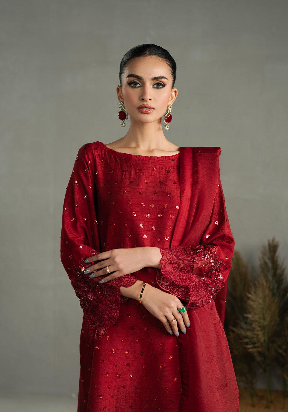 Zarqash | Silk Edit | ZQS 010 ROSALIE L Red Raw Silk