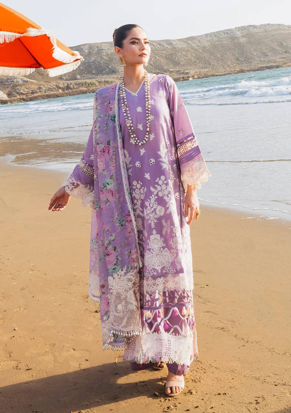 Elaf Premium | Hai Kuch Festive Lawn 24 | EHK-02A Banafsha - Pakistani Designer Dress - by Elaf Premium | Type: Luxury - 100% Original at Saira Sultan