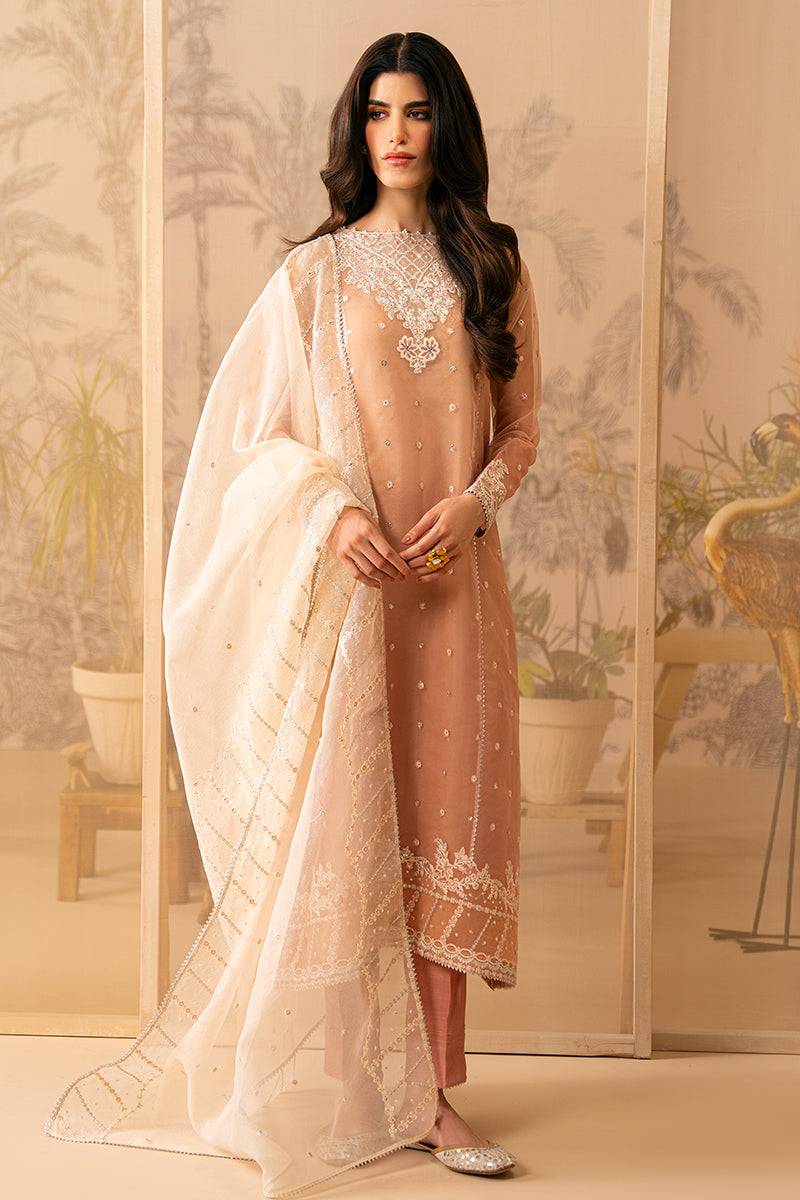 Cross Stitch | Luxe Atelier 24 | CORAL CASCADE - Pakistani Designer Dress - by Cross Stitch | Type: Luxury - 100% Original at Saira Sultan