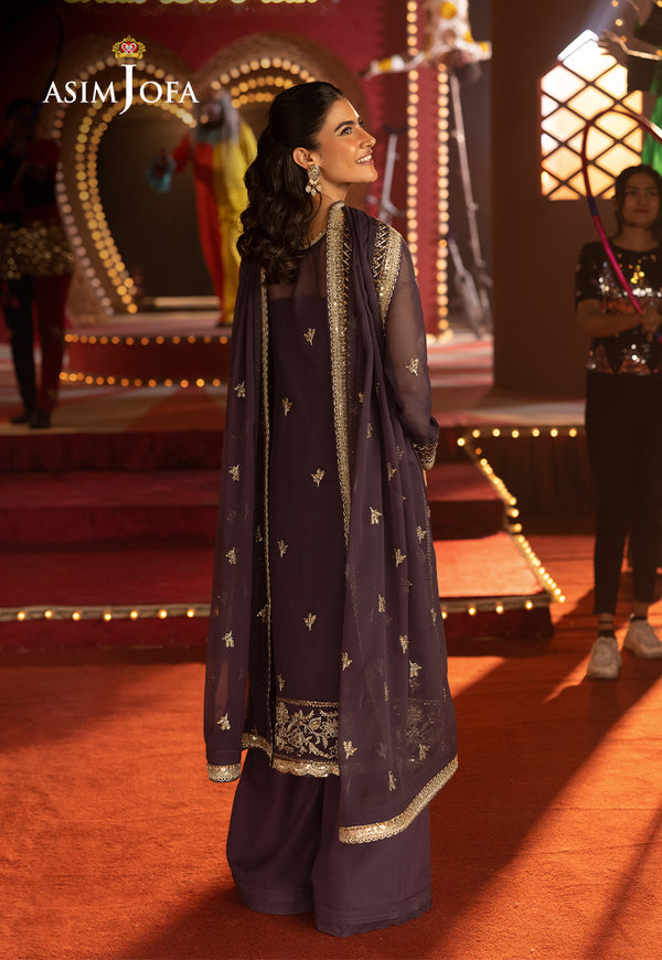 Asim Jofa | Festive Collection 25 | AJLF-01 XS Dark Purple Chiffon