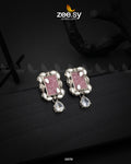 Agate Studs Earrings Pink