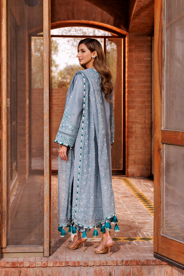 Farasha | Dastoor Embroidered Lawn SS24 | BERYL GREY -  Farasha Luxury -  Saira Sultan