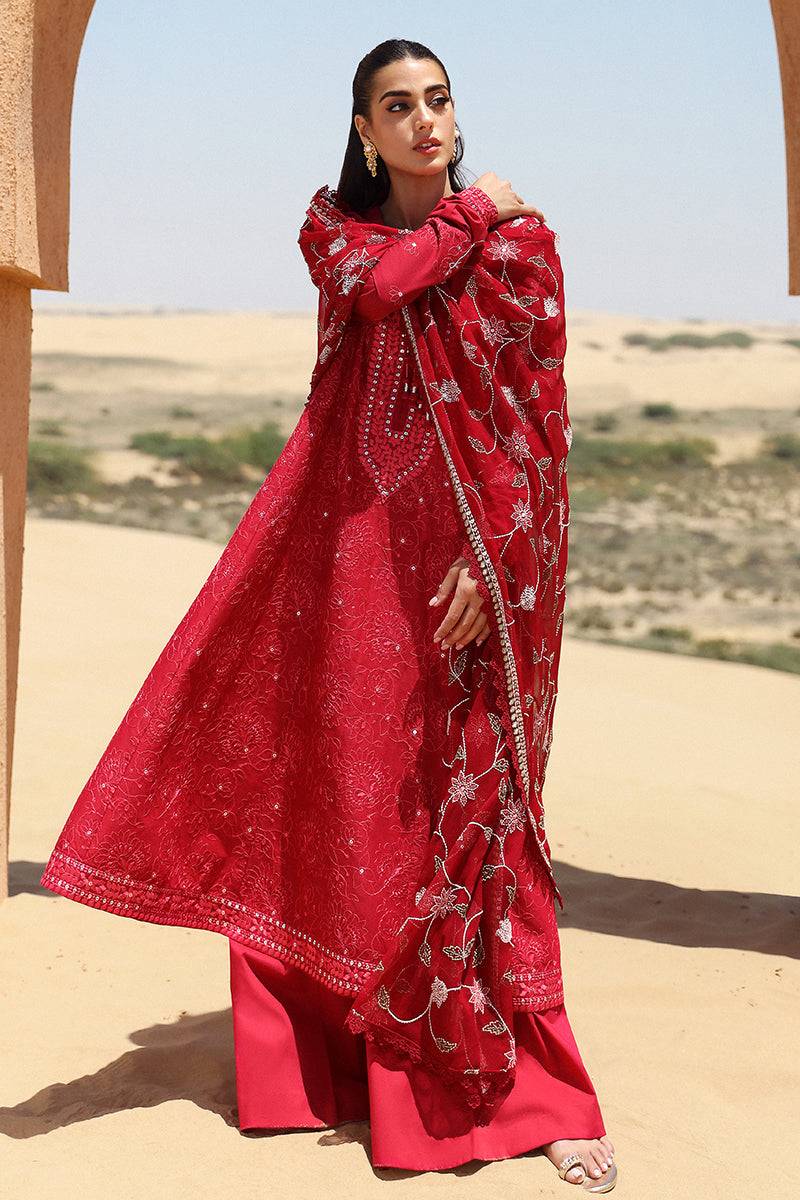 Cross Stitch | Eid Lawn 24 | VERMILLION SCARLET - Pakistani Designer Dress - by Cross Stitch | Type: Luxury - 100% Original at Saira Sultan