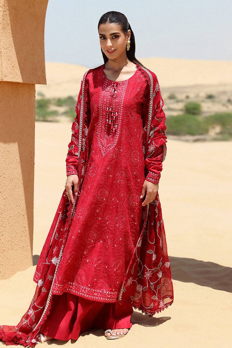 Cross Stitch | Eid Lawn 24 | VERMILLION SCARLET - Pakistani Designer Dress - by Cross Stitch | Type: Luxury - 100% Original at Saira Sultan