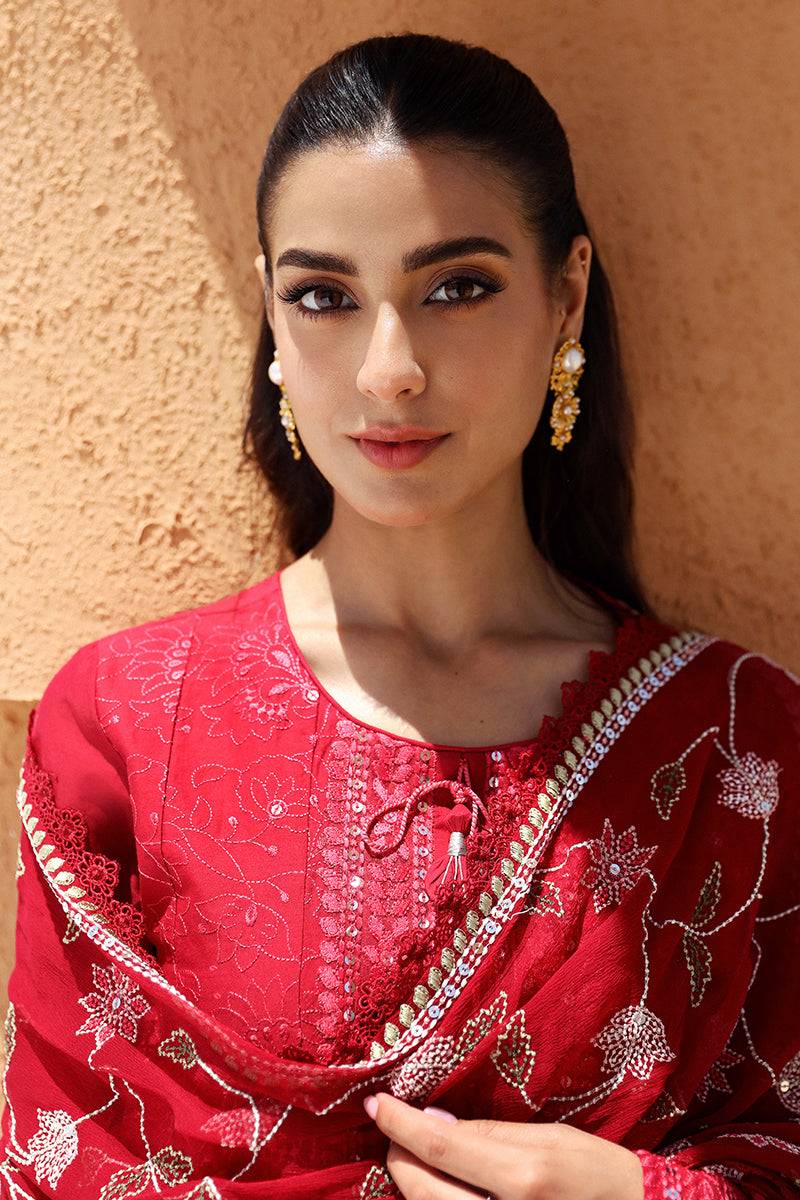 Cross Stitch | Eid Lawn 24 | VERMILLION SCARLET - Pakistani Designer Dress - by Cross Stitch | Type: Luxury - 100% Original at Saira Sultan
