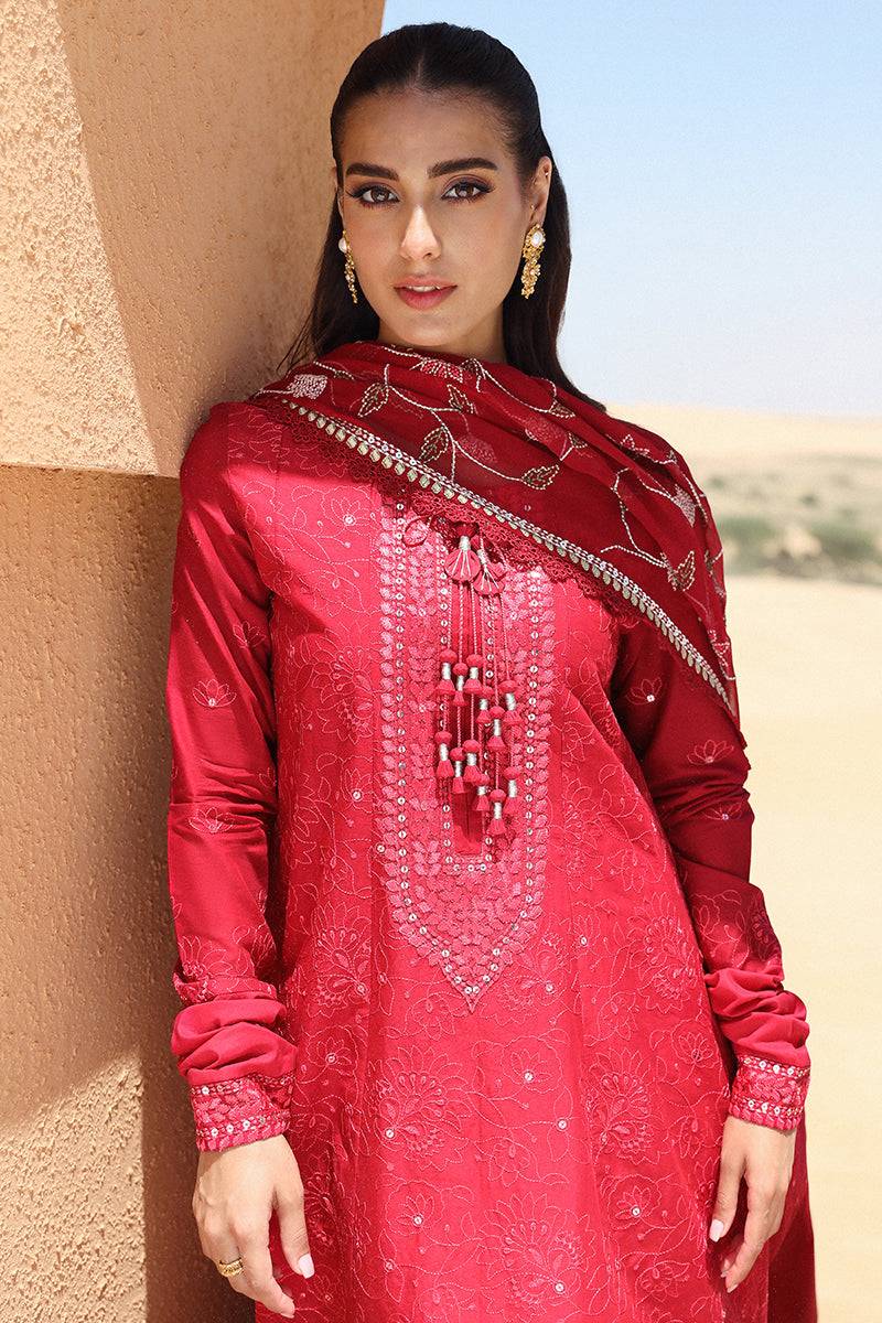 Cross Stitch | Eid Lawn 24 | VERMILLION SCARLET - Pakistani Designer Dress - by Cross Stitch | Type: Luxury - 100% Original at Saira Sultan