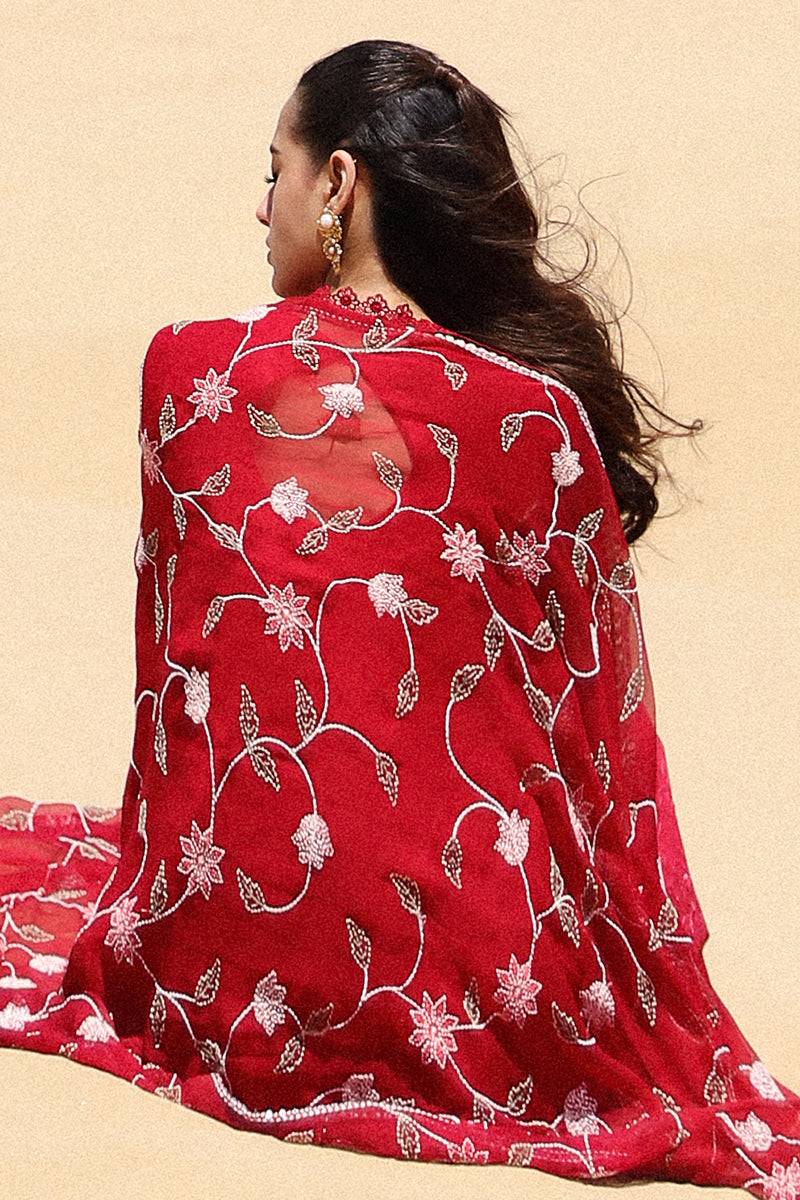 Cross Stitch | Eid Lawn 24 | VERMILLION SCARLET - Pakistani Designer Dress - by Cross Stitch | Type: Luxury - 100% Original at Saira Sultan